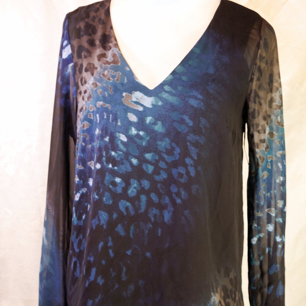 Juicy Couture Mesh Overlay Blue‎ Ombre Whimsical Romantic Glam sz Small